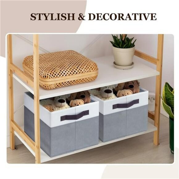 Fabric Storage Bins Large Closet Organizer Baskets with Handles Foldable Set - Picture 6 of 7